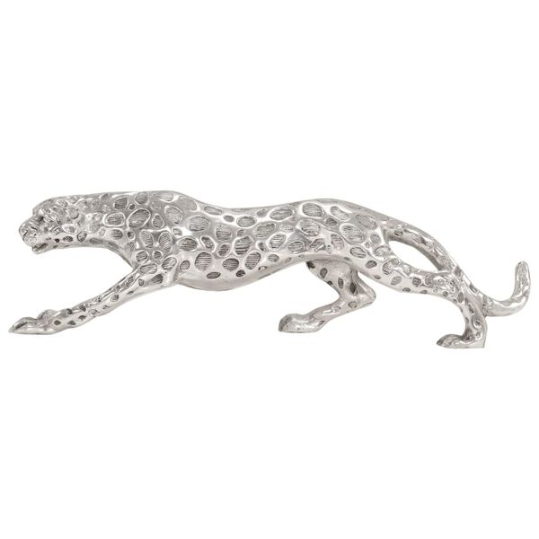 vidaXL Jaguar Skulptur Vollaluminium 50x10x14 cm Silbern