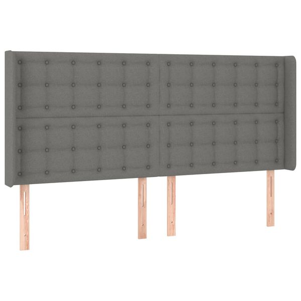 vidaXL Kopfteil mit Ohren Dunkelgrau 183x16x118/128 cm Stoff