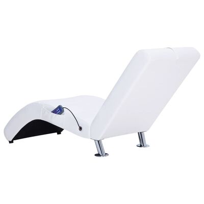 vidaXL Massage-Chaiselongue mit Kissen Weiß Kunstleder