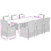 vidaXL 9-tlg. Garten-Essgruppe mit Kissen Grau Poly Rattan