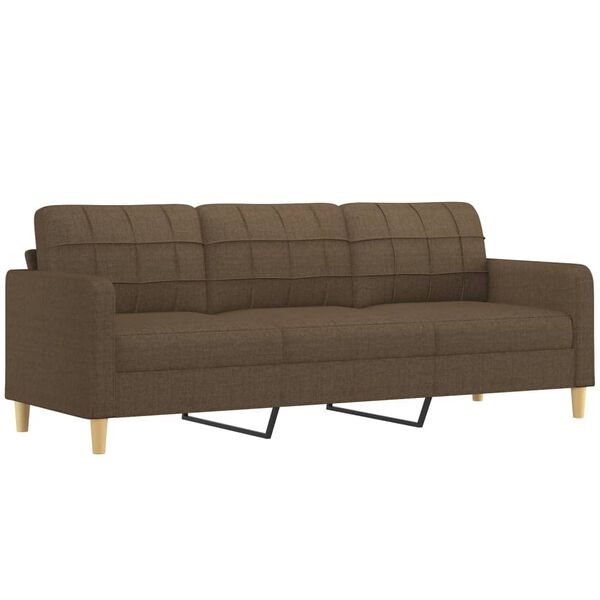 vidaXL 3-Sitzer-Sofa mit Hocker Braun 210 cm Stoff