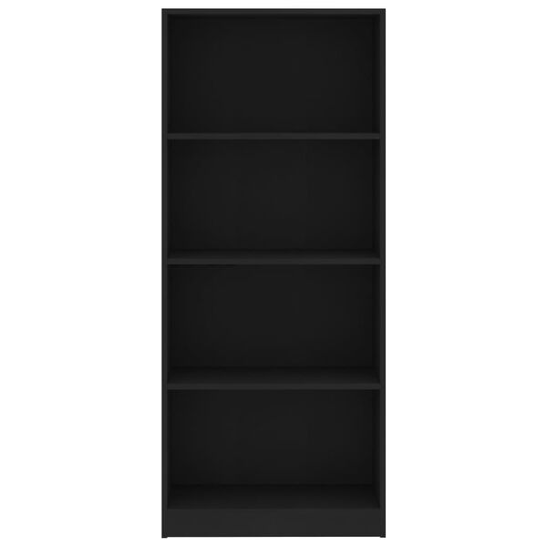 vidaXL Bücherregal 4 Fächer Schwarz 60x24x142 cm Holzwerkstoff