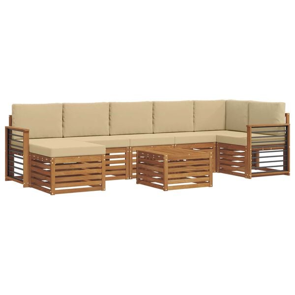 vidaXL Sofagarnituren 8 pcs Natur und Beige Massivholz Akazie