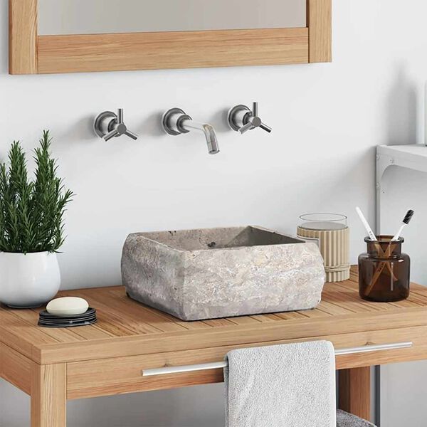 vidaXL Waschbecken Grau 30x30x13 cm Marmor