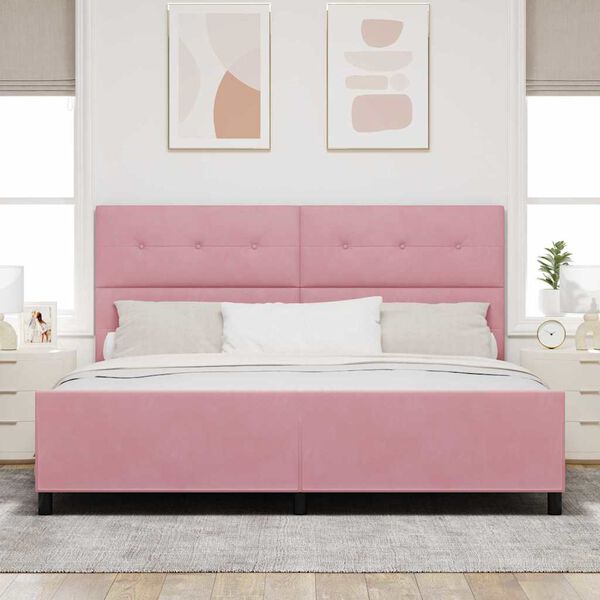 vidaXL Boxspringbett mit Kopfteil Rosa 200 x 200 cm Samt