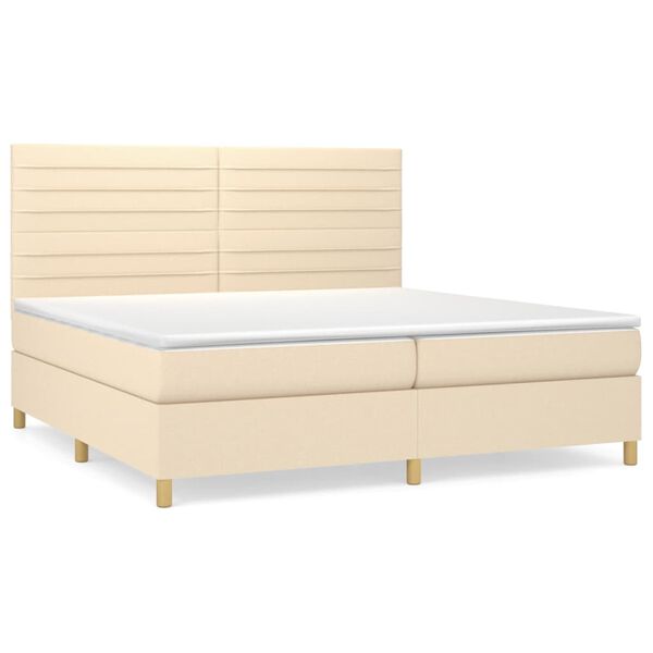 vidaXL Boxspringbett mit Matratze Creme 200x200 cm Stoff