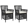 vidaXL Gartenstuhl 2 Stk. Schwarz und Creme Poly-Rattan