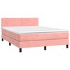 vidaXL Boxspringbett mit Matratze & LED Rosa 140x190 cm Samt