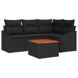 vidaXL Gartensofa-set mit Kissen 5 pcs Schwarz Poly-Rattan
