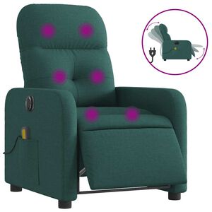 vidaXL Massagesessel Elektrisch Dunkelgr&uuml;n Stoff