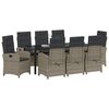 vidaXL Garten Essgruppe mit Kissen 9 pcs Grau Poly-Rattan