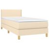 vidaXL Boxspringbett mit Matratze & LED Creme 90x190 cm Stoff