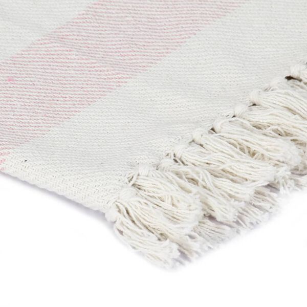 vidaXL &Uuml;berwurf Baumwolle Streifen 125x150 cm Altrosa
