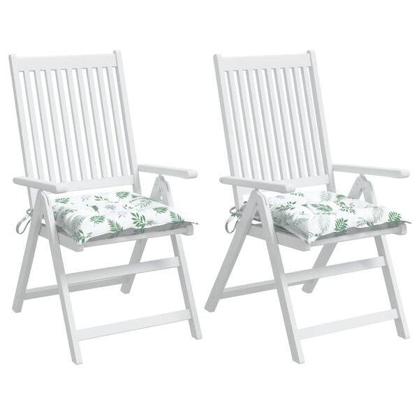 vidaXL Stuhlkissen 2 Stk. Blattmuster 40x40x7 cm Stoff
