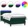 vidaXL Boxspringbett mit Matratze & LED Dunkelgr&uuml;n 100x220 cm Samt