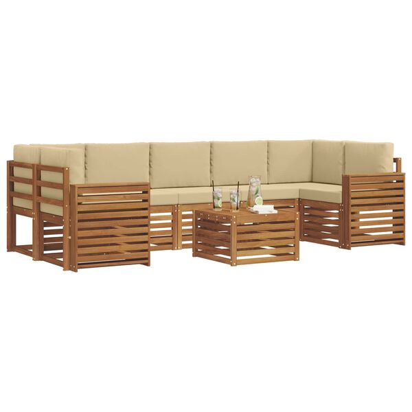 vidaXL Sofagarnituren 8 pcs Natur und Beige Massivholz Akazie