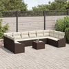 vidaXL Garten-Sofa-Set mit Kissen 11 pcs Braun und Creme Poly-Rattan