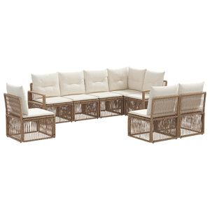 vidaXL Gartensofa-set 8 stk. Beige Poly-Rattan