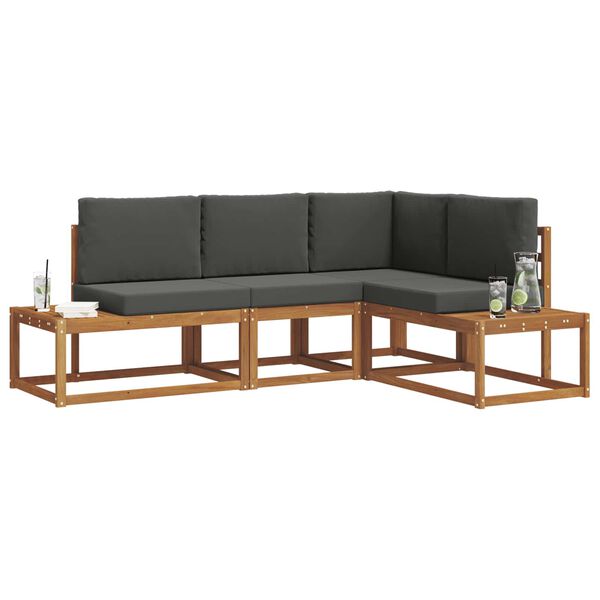 vidaXL Outdoor-Sofagarnitur mit Kissen 4 St&uuml;ck Natur und Anthrazit