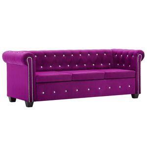vidaXL Chesterfield Sofa 3-Sitzer Samtbezug 199x75x72cm Lila