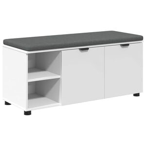 vidaXL Flurbank mit Kissen Uni Wei&szlig; 100 x 38 x 46 cm