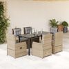 vidaXL 7-tlg. Garten-Essgruppe mit Kissen Beige Poly Rattan