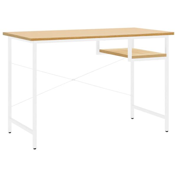 vidaXL Computertisch Wei&szlig; und Eiche Hell 105x55x72 cm MDF und Metall