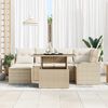 vidaXL Garten-Sofa-Set mit Kissen mit Speicher 7 pcs Beige Poly Rattan