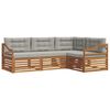 vidaXL Outdoor-Sofagarnitur mit Kissen 4 pcs Nat&uuml;rlich und Hellgrau