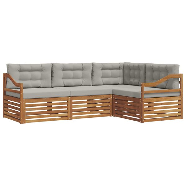vidaXL Outdoor-Sofagarnitur mit Kissen 4 pcs Nat&uuml;rlich und Hellgrau