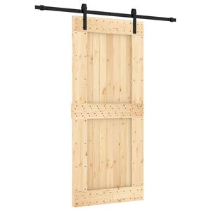 vidaXL Schiebet&uuml;r Nat&uuml;rlich und Schwarz 90 x 210 cm Massivkiefer