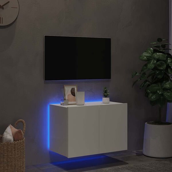 vidaXL TV-Wandschrank mit LED-Leuchten Wei&szlig; 60x35x41 cm