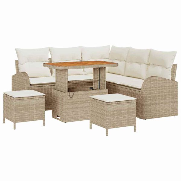 vidaXL Garten-Sofa-Set mit Kissen mit Speicher 8 pcs Beige und Creme
