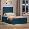 vidaXL Bett mit Stauraum und LED mit Matratze Blau 120 x 190 cm Samt