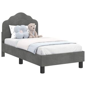vidaXL Kinderbettgestell mit Kopfteil Dunkelgrau 70 x 140 cm Samt
