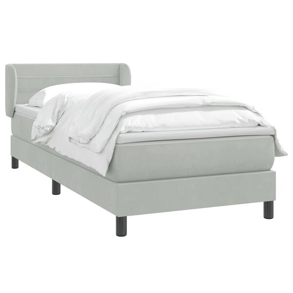 vidaXL Boxspringbett mit Matratze Hellgrau 80x220 cm Samt