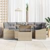 vidaXL Garten-Sofa-Set mit Speicher 7 pcs Beige Poly Rattan