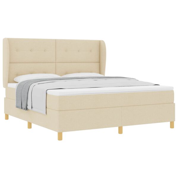 vidaXL Boxspringbett mit Matratze Creme 200 x 180 cm Stoff