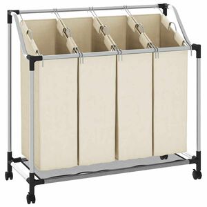 vidaXL W&auml;schekorb mit 4 Taschen Creme Stahl