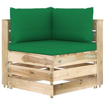 vidaXL 2-Sitzer Outdoor-Sofa mit Kissen Grün Imprägniertes Holz