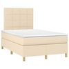 vidaXL Boxspringbett mit Matratze & LED Creme 120x190 cm Stoff