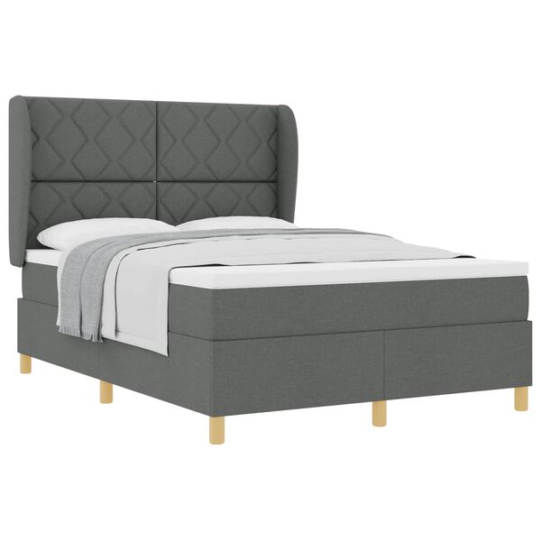 vidaXL Boxspringbett mit Matratze Dunkelgrau 90x190 cm Dunkelgrau