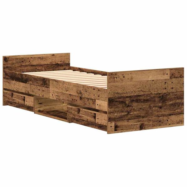 vidaXL Bettrahmen mit Kopfteil Altholz 193 x 78 x 50 cm Holzwerkstoff