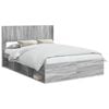 vidaXL Bettgestell mit Stauraum und Kopfteil Grau Sonoma 140 x 200 cm