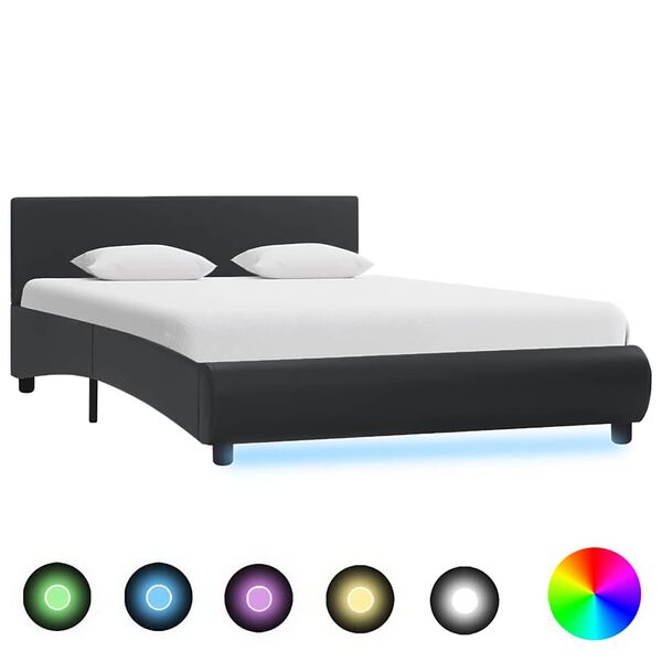 vidaXL Bett mit LED-Beleuchtung ohne Matratze Schwarz 120x200 cm