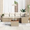 vidaXL Gartensofa-set mit Speicher 6 pcs Beige und Creme Poly-Rattan