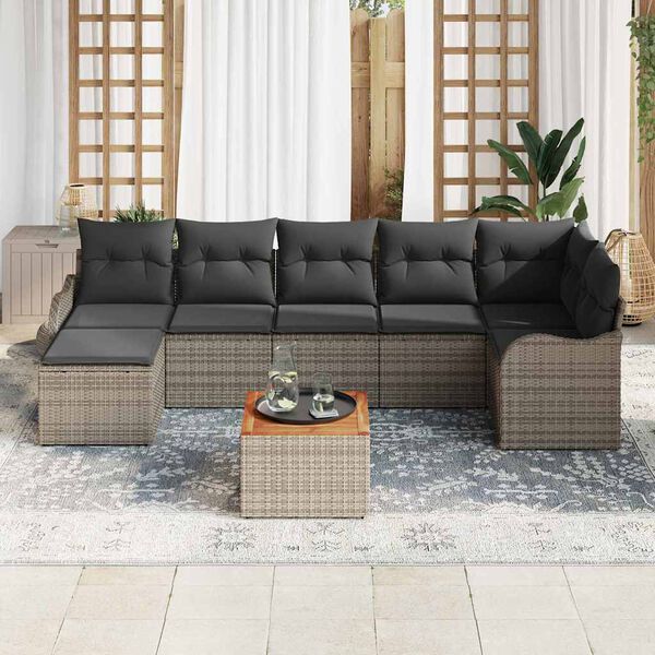 vidaXL Garten-Sofa-Set 8 pcs Grau Poly Rattan
