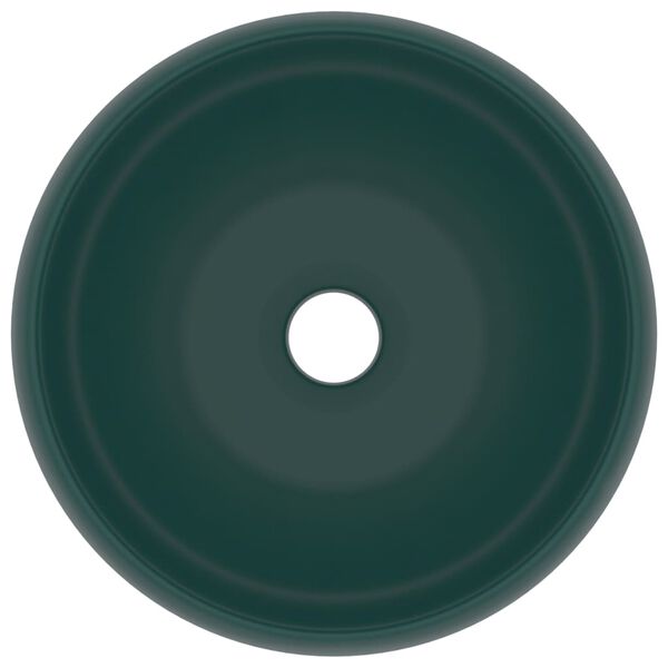 vidaXL Luxuriöses Waschbecken Rund Matt Dunkelgrün 40x15 cm Keramik