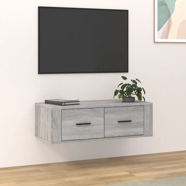 vidaXL TV-Wandschrank Grau Sonoma 80x36x25 cm Holzwerkstoff