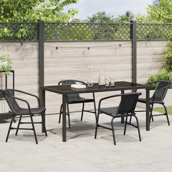 vidaXL Garten Essgruppe 5 pcs Schwarz Pulverbeschichteter Stahl